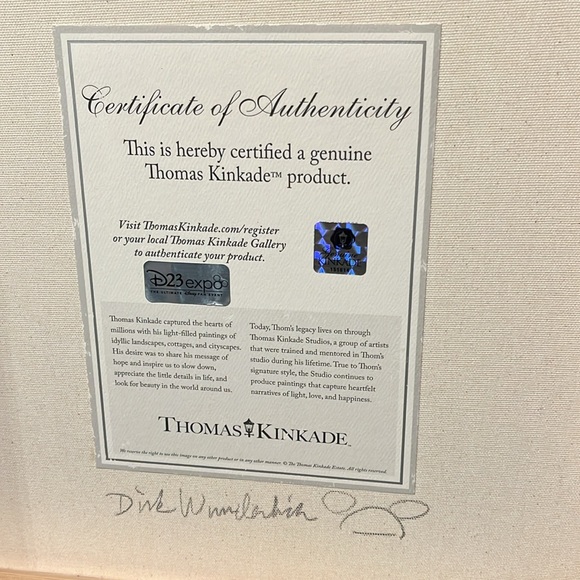 14”by 14” Snow White Discover by Thomas Kinkade signed by Disney artist - Picture 3 of 11